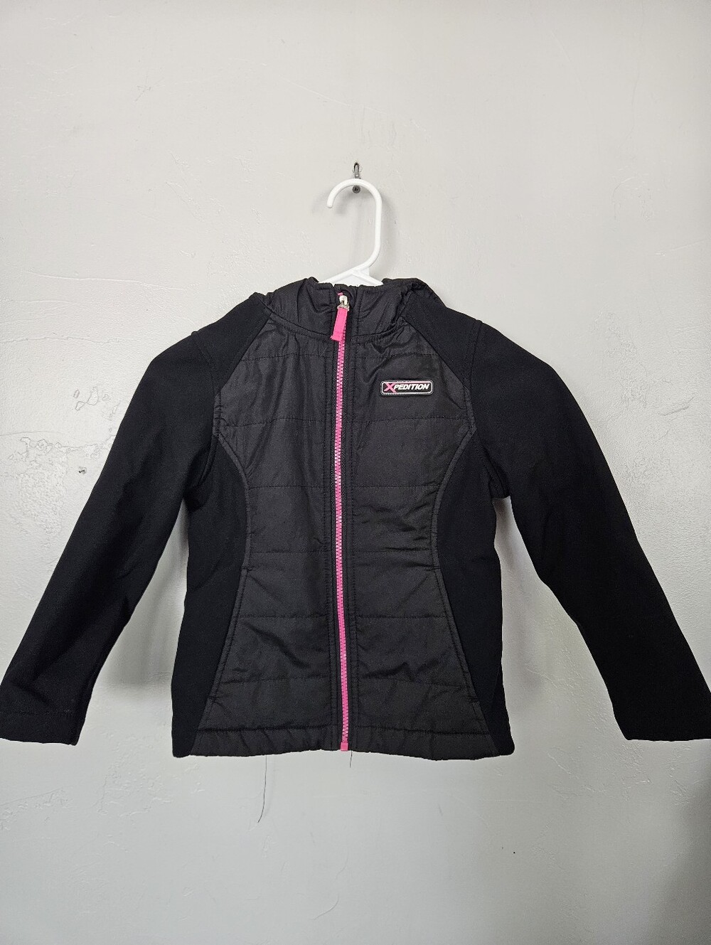 Xersion Black Jacket with Pink Accents Full Zip Winter Fall Girls Small 6